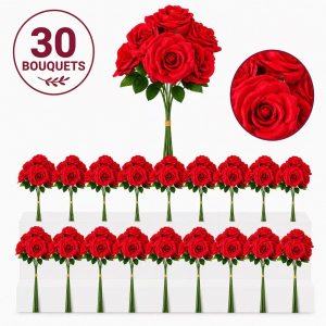 Bulk Artifical Rose Bunch -Red (30 bunch 4.8 each bunch)