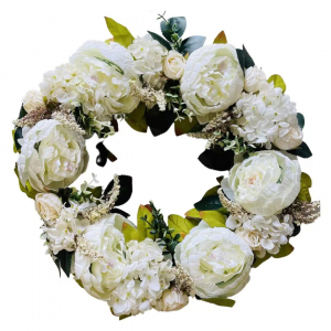 Clearance! Artificial Wreath Peony White (45cm)