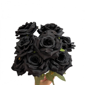 Artificial Flower Rose Bunch Black (9 Roses)