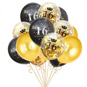 12 Inch Printed Balloon 16th Birthday Set (15PCS)