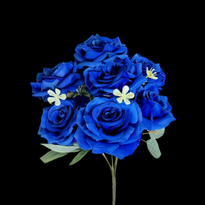 Artificial Flower Rose Bunch Blue (7 Roses)