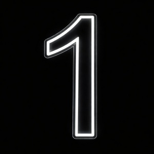 Neon Sign Number 1 (50cm Tall White)