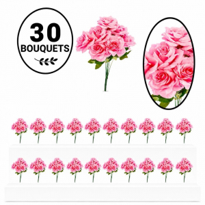 Bulk Artifical Rose Bunch -Pink (30 bunch 4.8 each bunch)