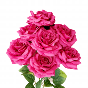 Artificial Rose Bunch Hot Pink (7 heads)