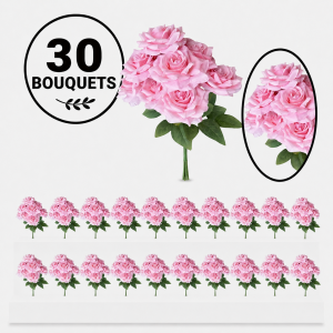 Bulk Artifical Rose Bunch -Pink (30 bunch 4.8 each bunch)