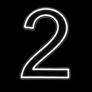 Neon Sign Number 2  (50cm Tall  White)