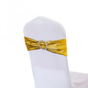 Stretch Metallic Chair Sash Band Dark Gold