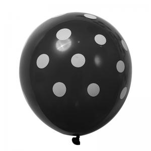12 Inch Standard Polka Dot Balloons Black Balloon White Dot (10PCS)
