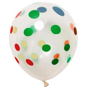 12 Inch Standard Polka Dot Balloons Clear Balloon Mixed Dot (10PCS)