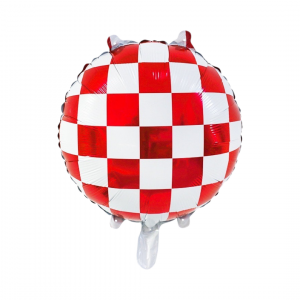 18 Inch Round  Foil Balloon Checkerboard  Red