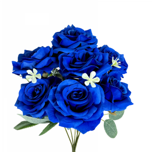 Artificial Rose Bunch Royal Blue (7 heads)