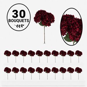 Bulk Artifical Hydrangea Bunch -Burgundy (30 bunch 5.5 each bunch)
