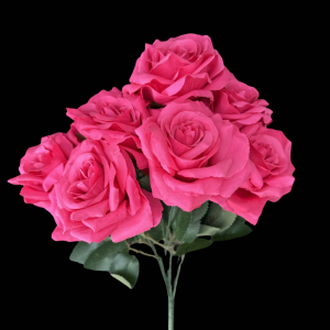 Artificial Flower Rose Bunch Hot Pink (7 Roses)