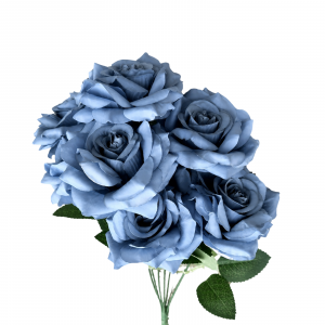 Artificial Rose Bunch Dark Blue (7 heads)