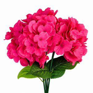 Artificial Big Petal Hydrangea Bunch Hot Pink (5 heads)