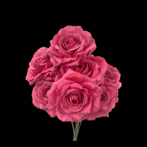 Artificial Flower Rose Bunch Hot Pink (7PCS)