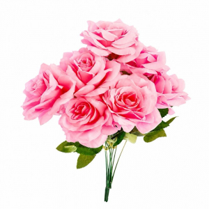 Artificial  Rose Bunch Pink (7 heads)