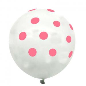12 Inch Standard Polka Dot Balloons  White Balloon Red Dot (10PCS)