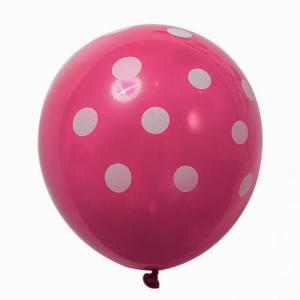 12 Inch Standard Polka Dot Balloons Hot Pink Balloon White Dot (10PCS)