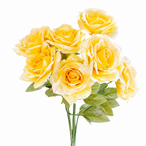 Artificial Rose Bunch Light Yellow(7 heads)
