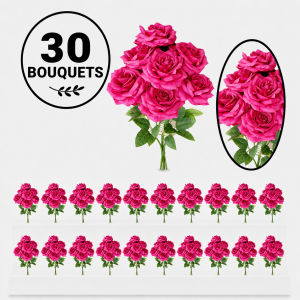 Bulk Artifical Rose Bunch -Hot Pink  (30 bunch 4.8 each bunch)