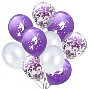 12 Inch Printed Balloon Mermaid Set Purple (10PCS)