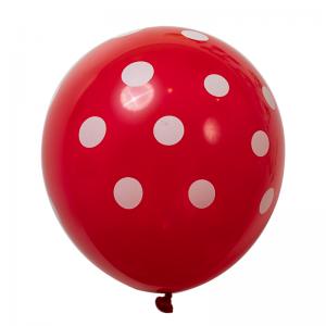 12 Inch Standard Polka Dot Balloons Red Balloon White Dot (10PCS)