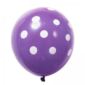 12 Inch Standard Polka Dot Balloons Purple Balloon White Dot (10PCS)