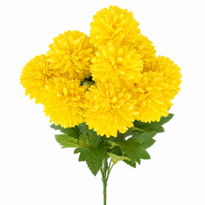 Artificial Chrysanthemum Bunch Yellow  (9 heads)