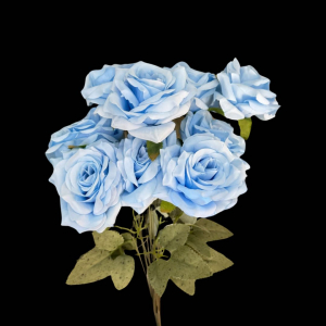 Artificial Flower Small Rose Bunch Blue (9 Roses)