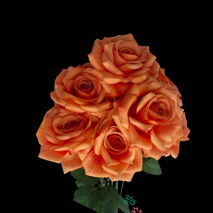 Artificial Flower Rose Bunch Orange (7 PCS)