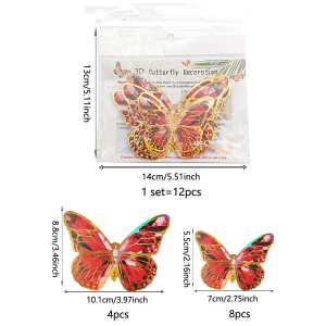 Artificial Butterfly Set Red (12pcs)