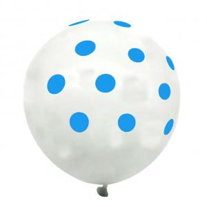 12 Inch Standard Polka Dot Balloons White Balloon Blue Dot (10PCS)