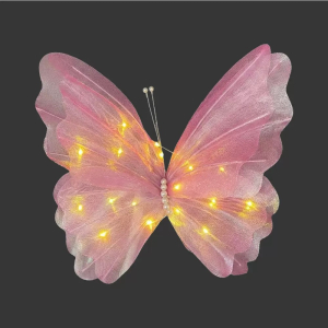 LED Light-up Chiffon Butterfly Decoration Pink (50cm)