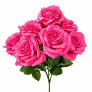Artificial Rose Bunch Hot Pink (7 heads)