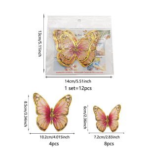 Artificial Butterfly Pink  Set (12pcs)