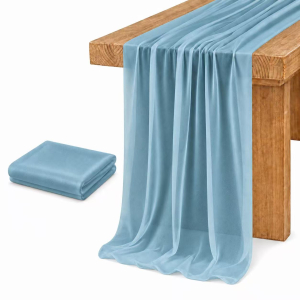Chiffon Table Runner &ndash; 300 cm Dusty Blue