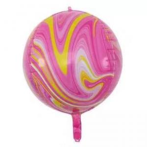 22 Inch 4D Marble Round Shape Foil Balloon Pink (1PCS)