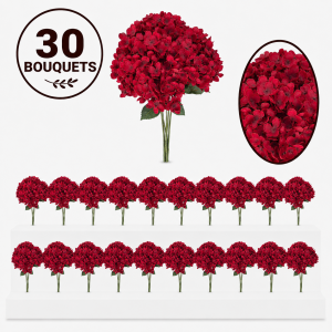 Bulk Artifical Hydrangea Bunch -Red  (30 bunch 5.5 each bunch)