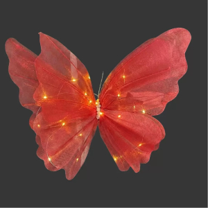 LED Light-up Chiffon Butterfly Decoration Red (50cm)