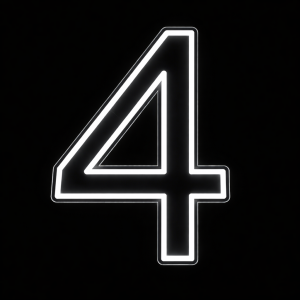 Neon Sign Number 4 (50cm Tall White)