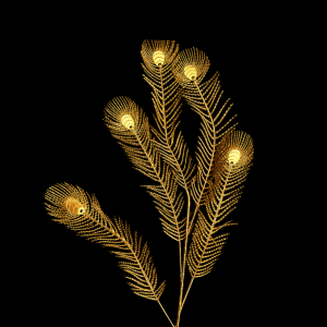 Artifical Peacock Feather Spray Gold