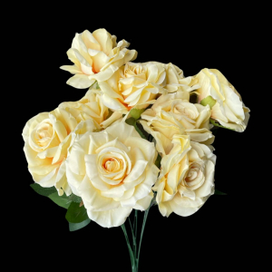 Artificial Flower Rose Bunch Yellow  (9 PCS)