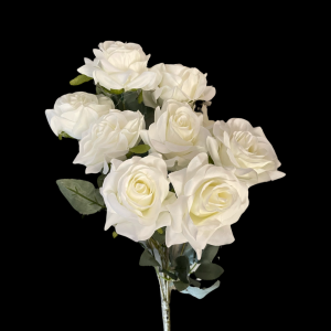 Artificial Flower Small Rose Bunch White (9 Roses)