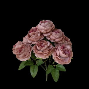 Artificial Flower Peony Bunch Old Rose  (9 PCS)