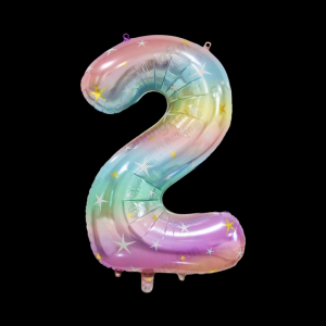32 Inch Rainbow Foil Number Balloon 2 (1 Piece)